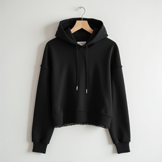Urban Chic Raw Edge Cropped Hoodie