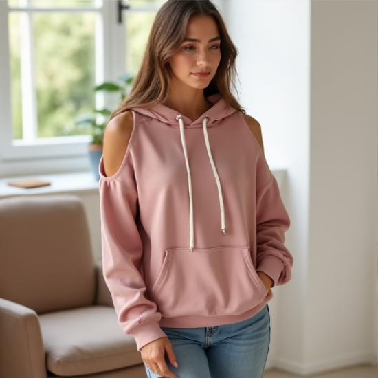 Chic Breeze Cold Shoulder Hoodie