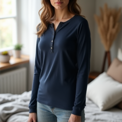 Cozy Luxe Women's Thermal Henley Tee