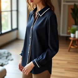 Chic Contrast Piping Blouse
