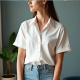 Chic Breeze Cropped Button-Up Shirt