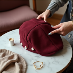 Elegant Pearl Detail Beret