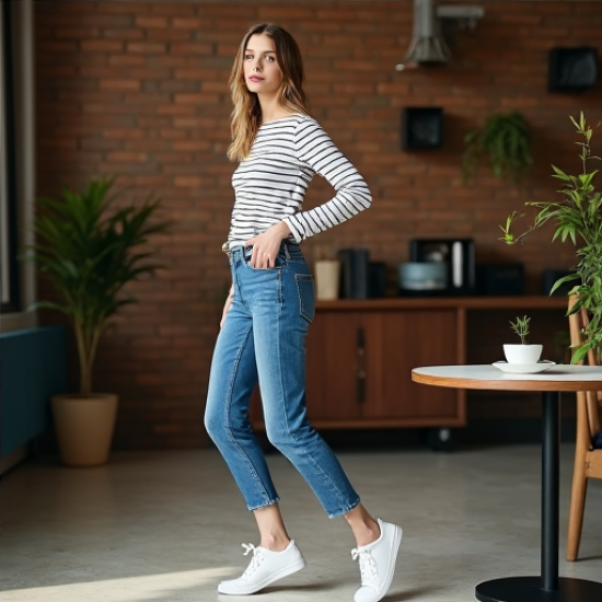 Chic Edge Raw Hem Cropped Jeans