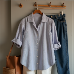 Chic Striped Boyfriend Shirt