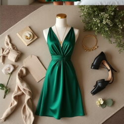 Elysian Elegance Drape Front Satin Dress