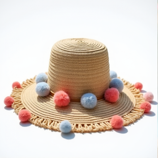 Chic Summer Breeze Pom Pom Straw Hat