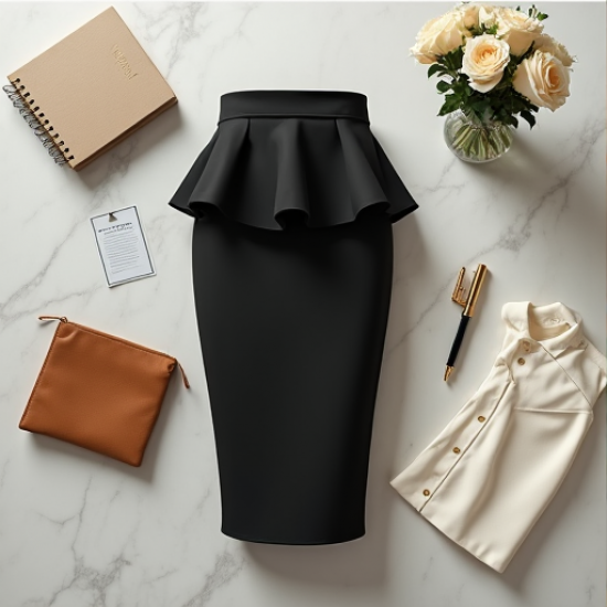 Chic Elegance Peplum Hem Pencil Skirt