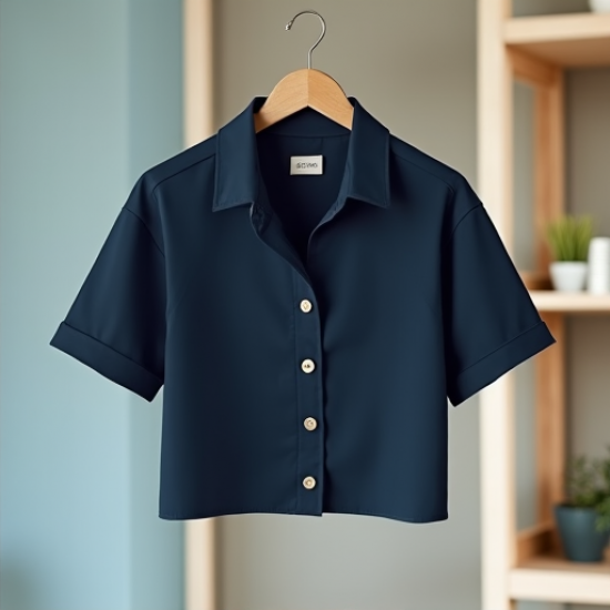 Chic Breeze Cropped Button-Up Shirt
