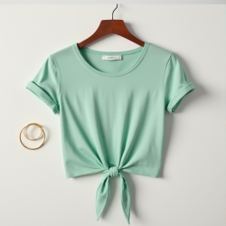 Chic Breeze Tie-Front Crop Tee