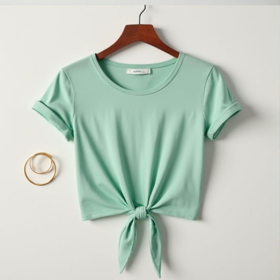 Chic Breeze Tie-Front Crop Tee