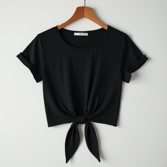 Chic Breeze Tie-Front Crop Tee