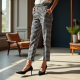 Chic Gingham Check Cigarette Trousers