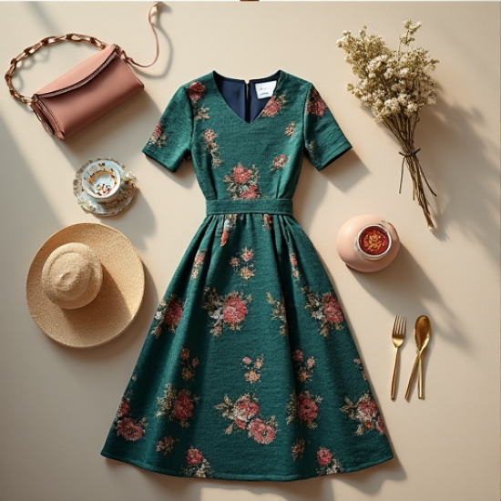 Elegance in Bloom Jacquard A-Line Dress