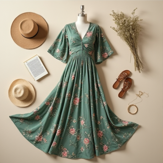 Elysian Breeze Kimono Sleeve Maxi Dress