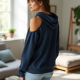 Chic Breeze Cold Shoulder Hoodie