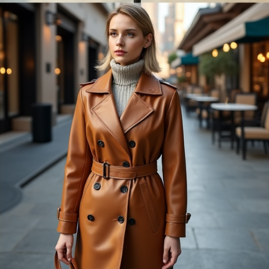 Elysian Elegance Women's Leather Trench Coat
