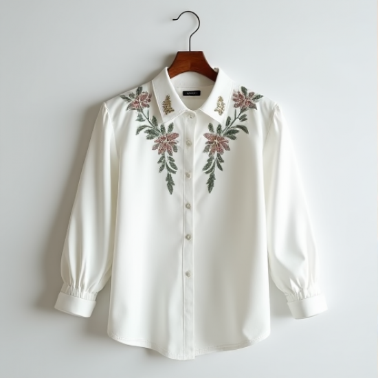 Elegance Embroidered Collar Shirt