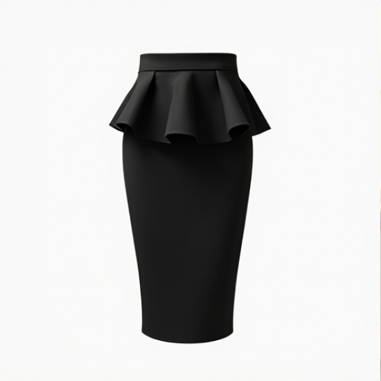 Chic Elegance Peplum Hem Pencil Skirt