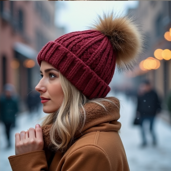 Cozy Luxe Bobble Hat with Large Pom-Pom