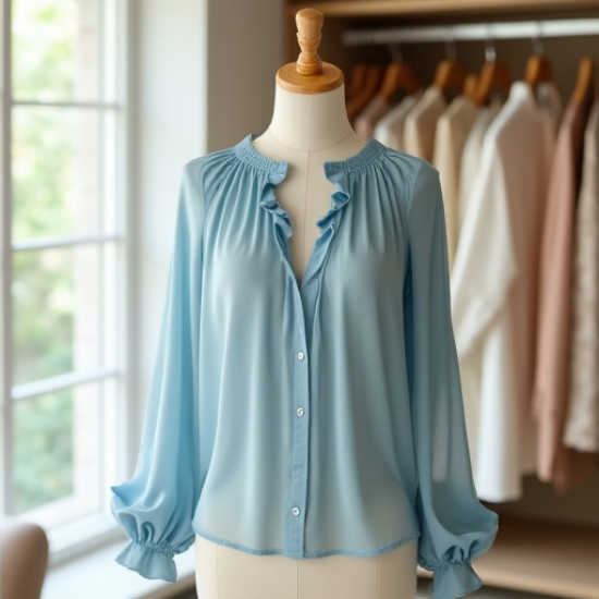 Elysian Breeze Bishop Sleeve Chiffon Blouse