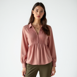 Chic Elegance Shirred Bodice Blouse