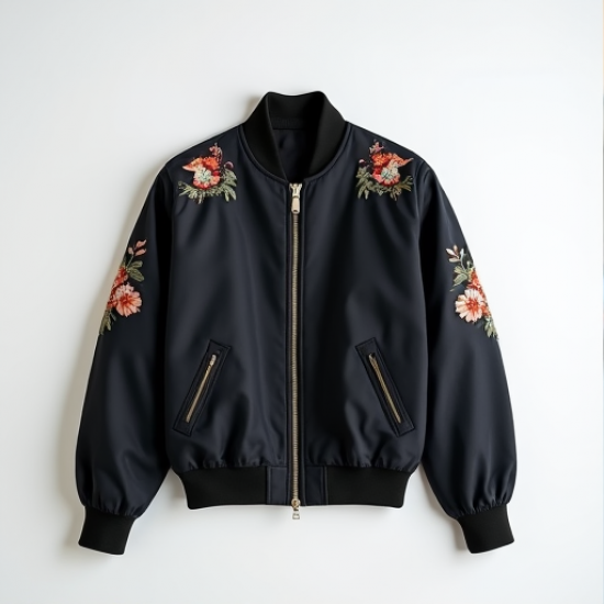 Chic Embroidered Bomber Jacket