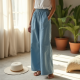 Chic Breeze Chambray Wide-Leg Pants