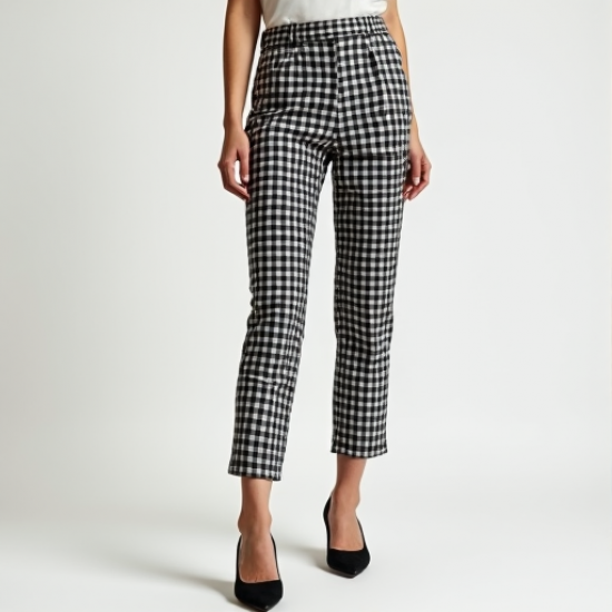 Chic Gingham Check Cigarette Trousers