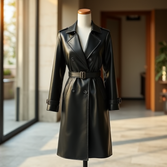 Elysian Elegance Women's Leather Trench Coat